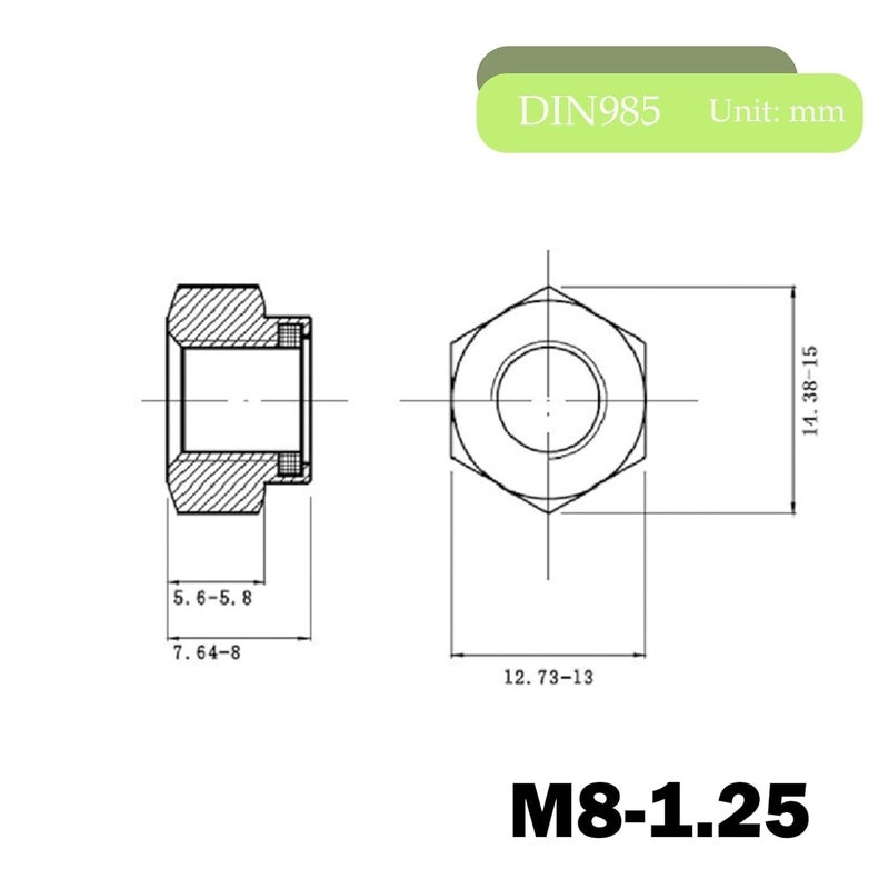sotoolstop Store M8 Nylon Insert Lock Nuts, M8-1.25 Nylon Locknuts 304 Stainless Steel 18-8 Lock Nuts, Pack of 20 - Image 4